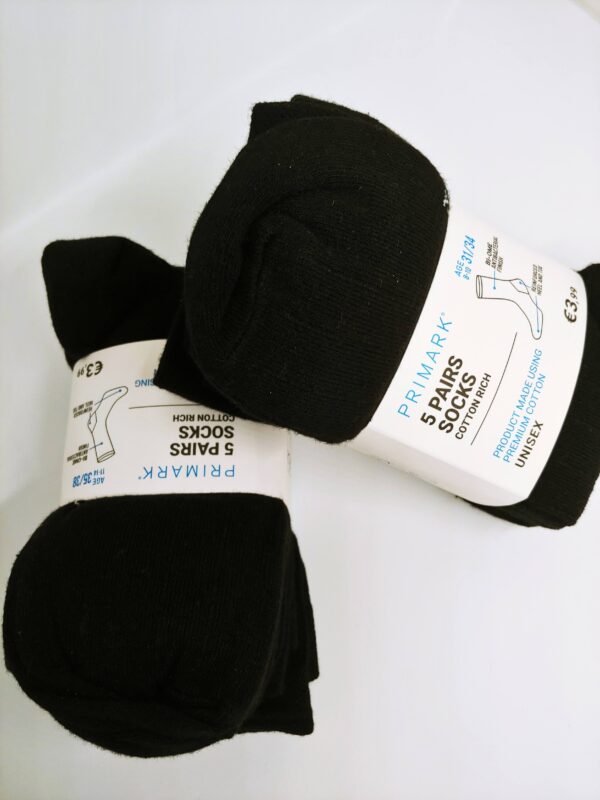 kids black rib cotton socks – comfortable & durable school wear 5 pairs combo pack