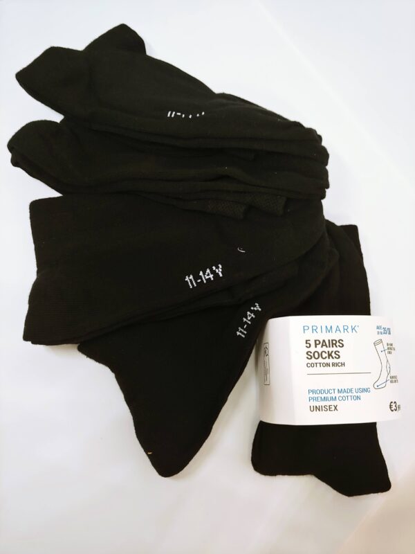 kids black rib cotton socks – comfortable & durable school wear 5 pairs combo pack