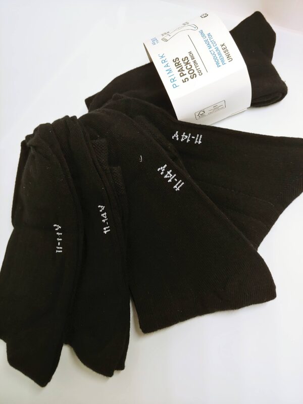 kids black rib cotton socks – comfortable & durable school wear 5 pairs combo pack