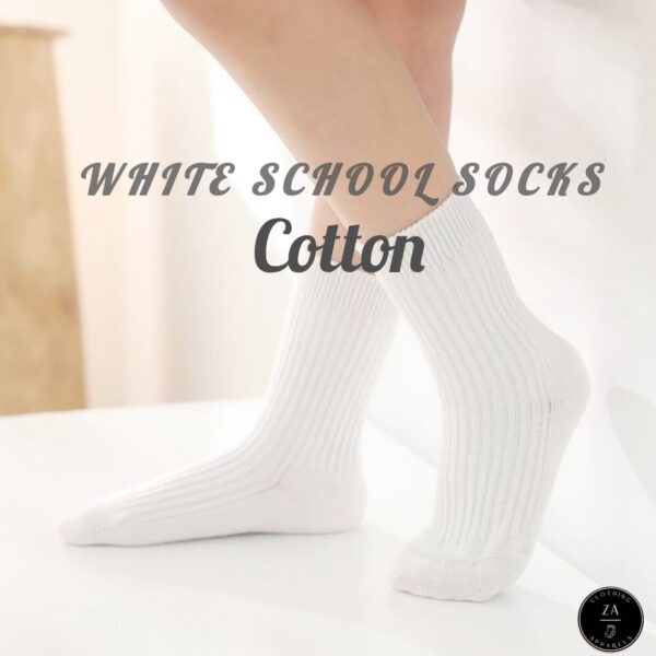 white cotton mid crew school socks – 5 pairs pack for 5 school days