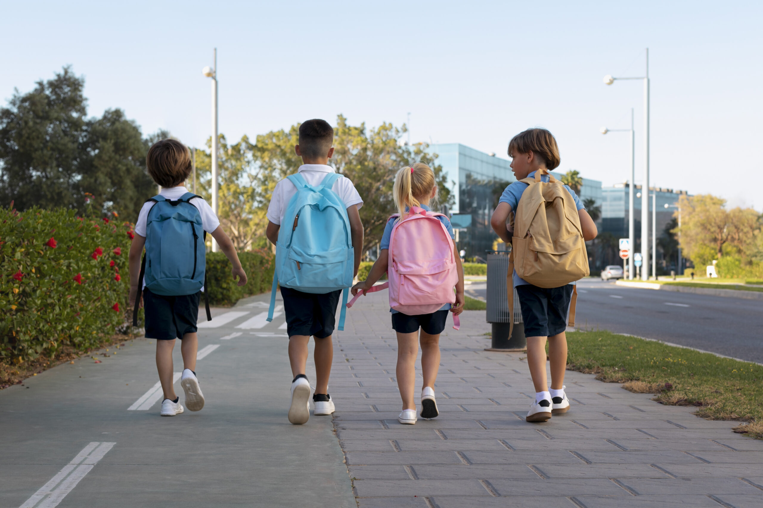 kids getting back school together