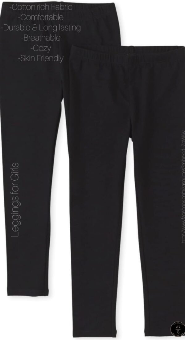 kids black cotton leggings – 2 pcs pack